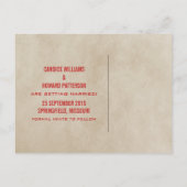 Red Chic Chevron Save the Date Briefkaart (Achterkant)