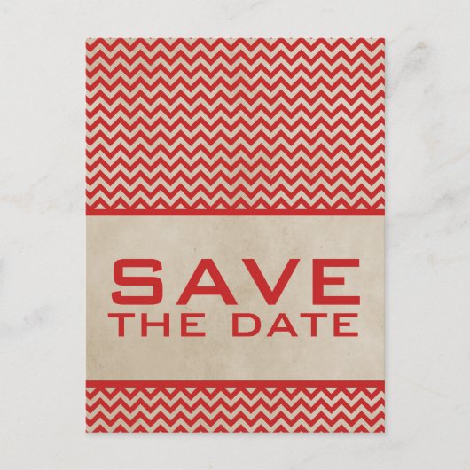 Red Chic Chevron Save the Date Briefkaart (Voorkant)