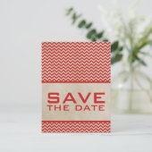 Red Chic Chevron Save the Date Briefkaart (Staand voorkant)