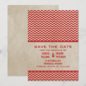 Red Chic Chevron Save the Date Invite (Voorkant / Achterkant)