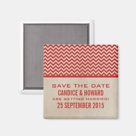 Red Chic Chevron sparen de Magnet van de Datum (Voorkant / Achterkant)