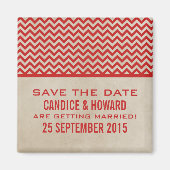 Red Chic Chevron sparen de Magnet van de Datum (Voorkant)