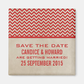 Red Chic Chevron sparen de Magnet van de Datum