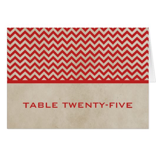 Red Chic Chevron Table Number Kaart (Voorkant Horizontaal)