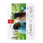 Red Chic Custom Photo Instant Engaged Couple Magneet (Verticaal)