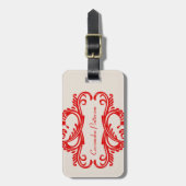 Red Chic Damask Bagagelabel (Voorkant verticaal)