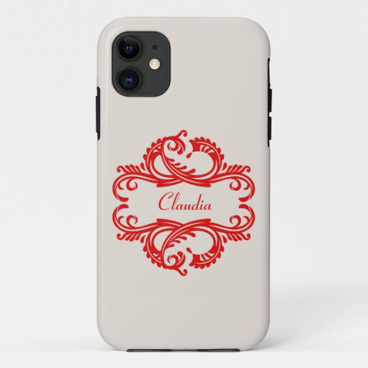 Red Chic Damask BT iPhone 5 Hoesje (Achterkant)