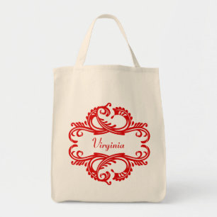 Red Chic Damask Canvas tas