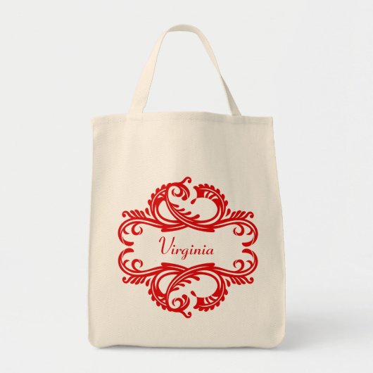 Red Chic Damask Canvas tas (Voorkant)