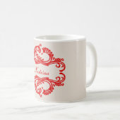 Red Chic Damask Mok (Voorkant rechts)