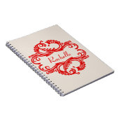 Red Chic Damask Notitieboek (Rechterzijde)