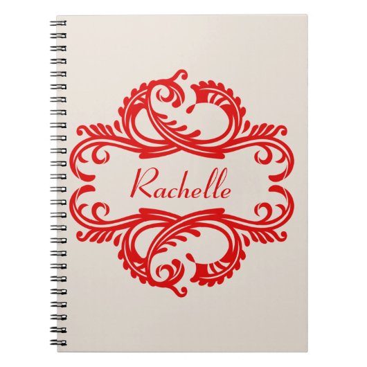 Red Chic Damask Notitieboek (Voorkant)