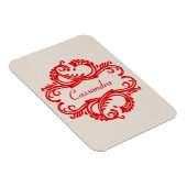 Red Chic Damask Premium Magnet Magneet (Rechterzijde)