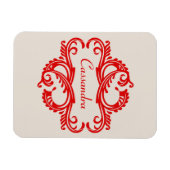 Red Chic Damask Premium Magnet Magneet (Horizontaal)