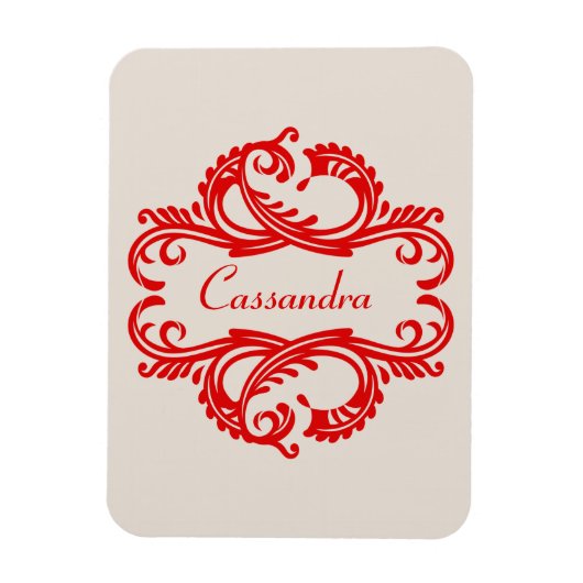 Red Chic Damask Premium Magnet Magneet (Verticaal)