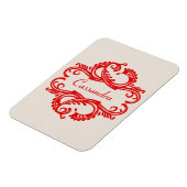 Red Chic Damask Premium Magnet Magneet (Linkerzijde)