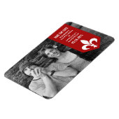 Red Chic Flourish Banner Save the Date Magnet Magneet (Linkerzijde)