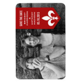 Red Chic Flourish Banner Save the Date Magnet Magneet (Verticaal)