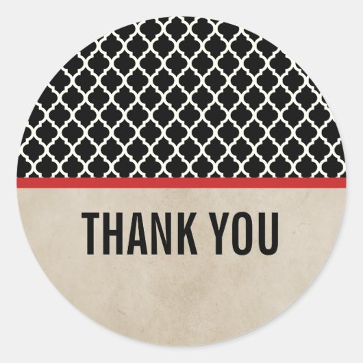 Red Chic Quatrefoil Hartelijk dank, Stickers (Voorkant)