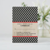 Red Chic Quatrefoil Response Kaart (Staand voorkant)