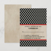 Red Chic Quatrefoil Response Kaart (Voorkant / Achterkant)