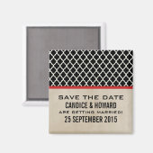 Red Chic Quatrefoil Save the Date Magnet (Voorkant / Achterkant)