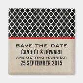 Red Chic Quatrefoil Save the Date Magnet (Voorkant)
