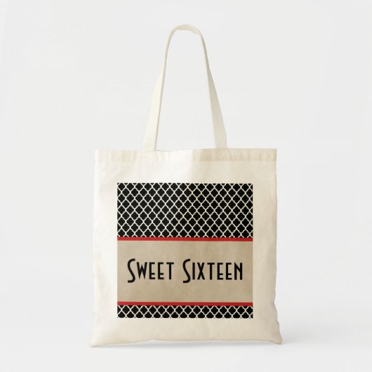 Red Chic Quatrefoil Sweet 16 Bag Tote Bag (Voorkant)