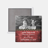 Red Chic Steampunk Photo Save the Date Magnet (Voorkant / Achterkant)