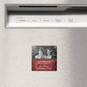Red Chic Steampunk Photo Save the Date Magnet (Insitu (Vaatwasser))
