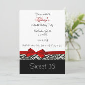 Red chic Sweet Sixteen Kaart (Staand voorkant)