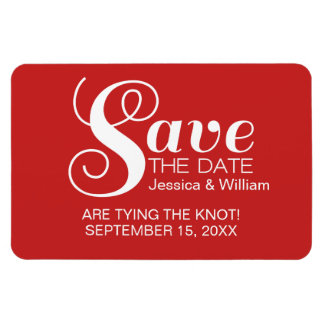 Red Chic Typography Save the Date Magnet Magneet