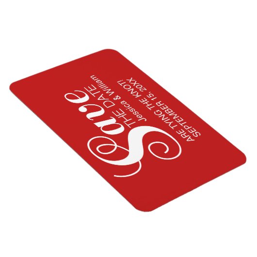 Red Chic Typography Save the Date Magnet Magneet (Rechterzijde)