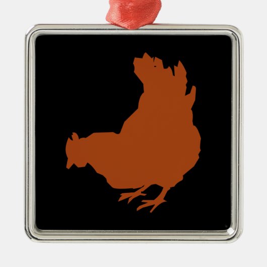 Red Chicken Hen Metalen Ornament (Voorkant)