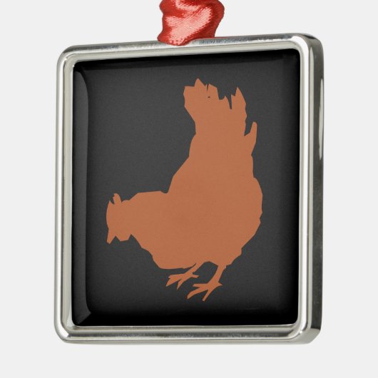 Red Chicken Hen Metalen Ornament (Links)