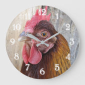 Red Chicken Hen Photo Grote Klok (Voorkant)