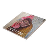 Red Chicken Hen Photo Personalized Tegeltje (Zijkant)