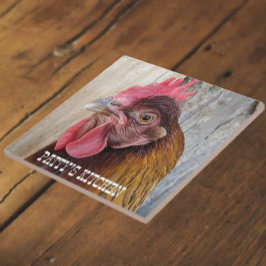 Red Chicken Hen Photo Personalized Tegeltje