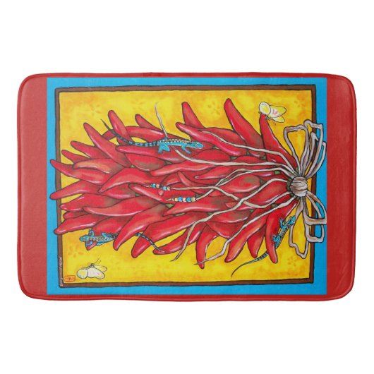Red Chili Chili Pepper Ristra Lizard Bath Mat (Voorkant)