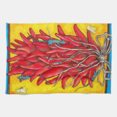 Red Chili Chili Pepper Ristra Towel Lizard Geel Theedoek (Horizontaal)