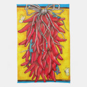 Red Chili Chili Pepper Ristra Towel Lizard Geel Theedoek (Verticaal)