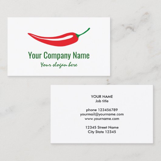 Red chili peperbedrijf logo sjabloon visitekaartje (Voorkant / Achterkant)