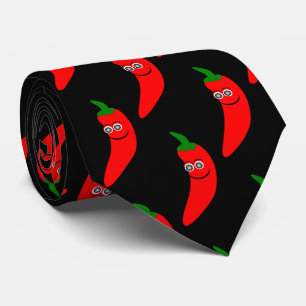 Red Chili Pepper Design Black Stropdas