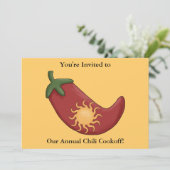 Red Chili Pepper Firecracker - Westerne BBQ Party Kaart (Staand voorkant)