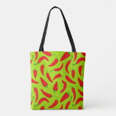 Red Chili Pepper Funky Green Tote Bag (Achterkant)