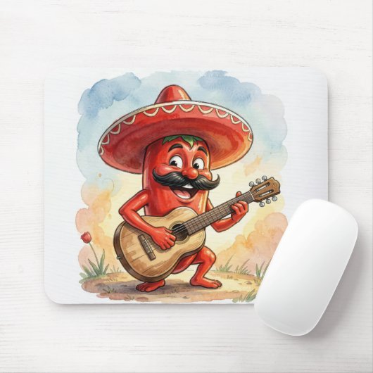 Red Chili Pepper Guitar Player Muismat (Met muis)