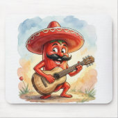 Red Chili Pepper Guitar Player Muismat (Voorkant)