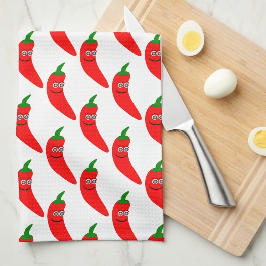 Red Chili Pepper Kitchen Towel Theedoek (Quarter Fold)