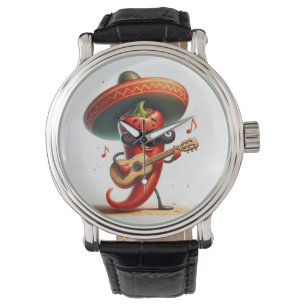 Red Chili Pepper muzikant Horloge