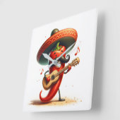 Red Chili Pepper muzikant Vierkante Klok (Hoek)